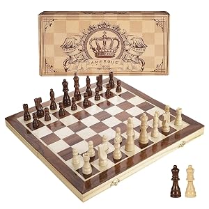 Amerous 15-inch Magnetic Wooden Chess Set