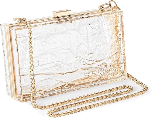 WJCD Bolso de noche acrílico transparente para mujer, bolso de mano transparente con forma de ondulación, bolso de banquete vintage