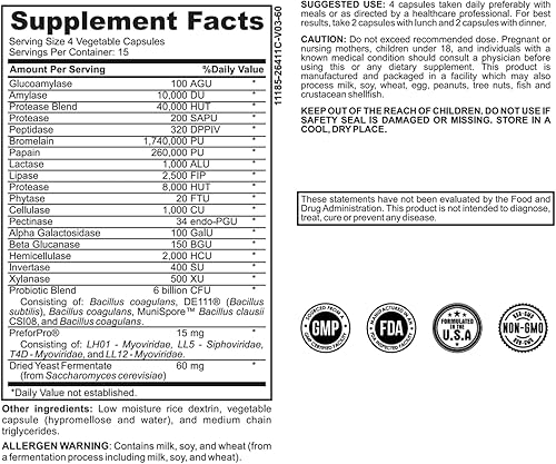 Miniatura 7 de Probiótico digestivo, prebiótico, postbiótico y enzimas para mujeres, suplemento completo de apoyo digestivo intestinal y de alimentos integrales,
