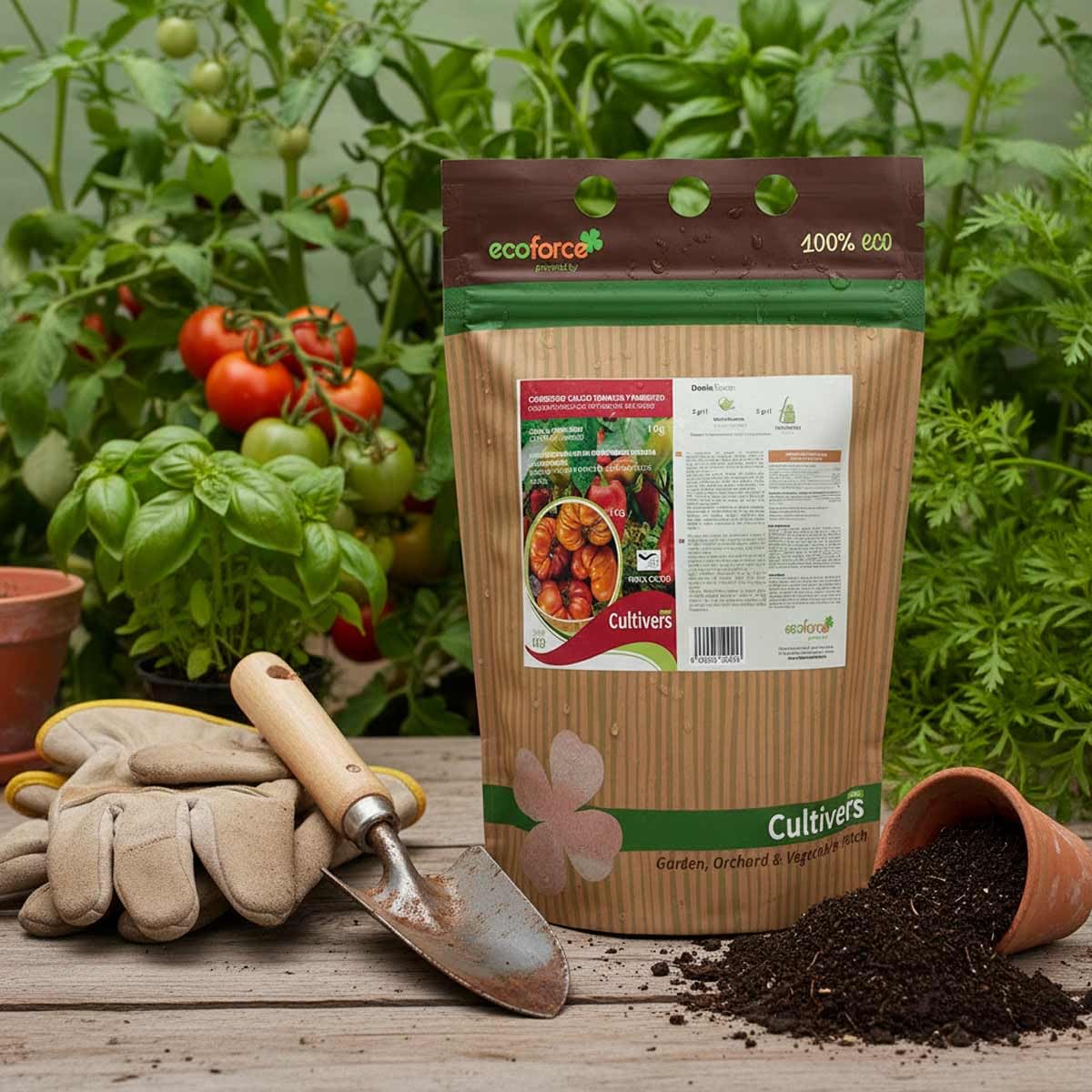 CULTIVERS Engrais calcium pour tomates et poivrons 1 kg, écologique, action immédiate, correcteur de carences, améliore la fructification et renforce la résistance naturelle des cultures