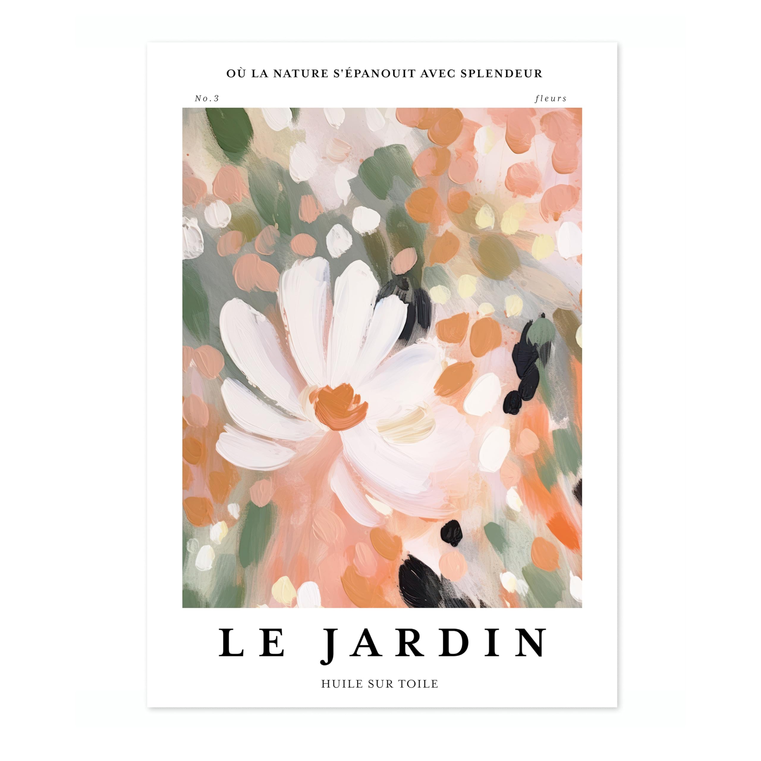 Le Jardin 1 Minimalist Abstract Poster Colorful Floral Prints Aesthetic Painting Modern Bedroom Bathroom Wall Decor, Archival Matte, A3 (Print Only) - 42x29.7cm