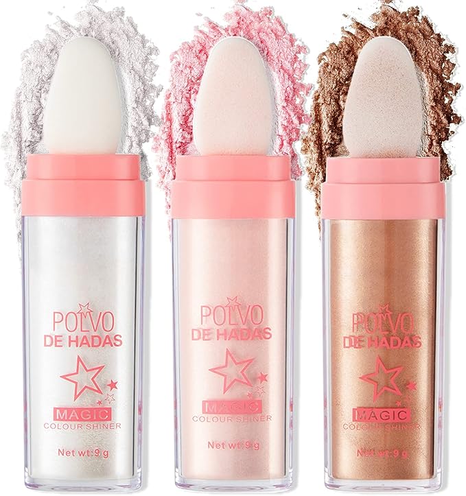 [3PCS] Erinde Polvo De Hadas Highlighter Powder, Body Glitter