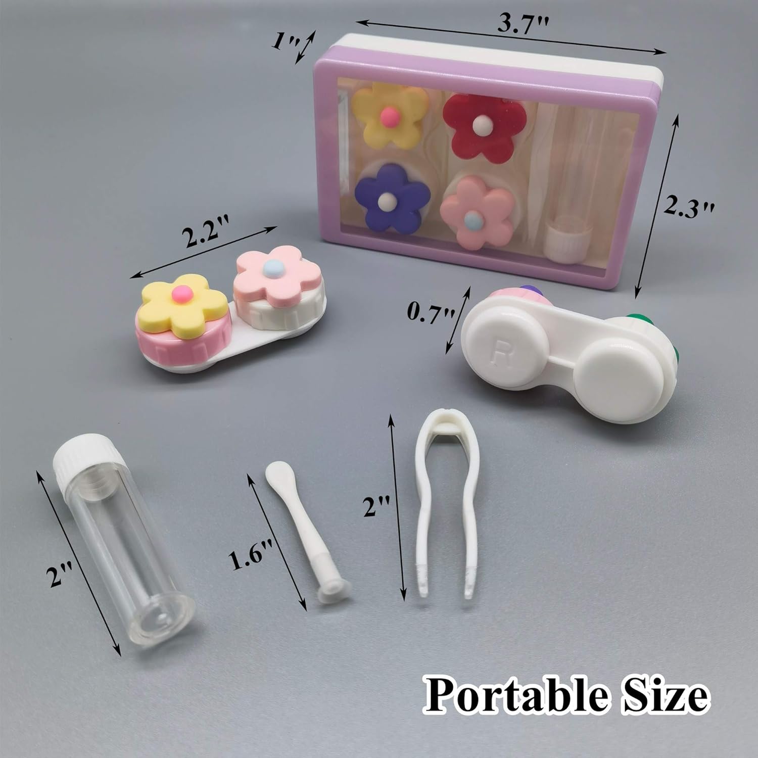 DEMIFUN 4 PCS Cute Contact Lens Case Box with Container Solution Bottle Tweezer Removal Tool, Colorful Portable Eye Contact Case Travel Kit Holder : Health & Household
