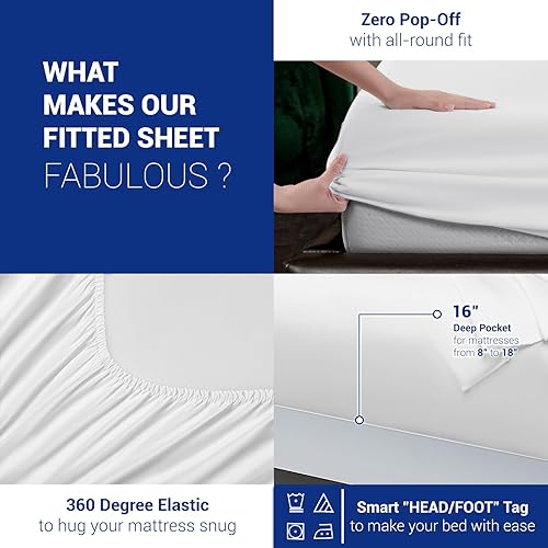 Miniatura 7 de Shilucheng Juego de sábanas de algodón de 1200 hilos, sábanas de lujo 100% algodón egipcio, sábanas de calidad de hotel de 5 estrellas,