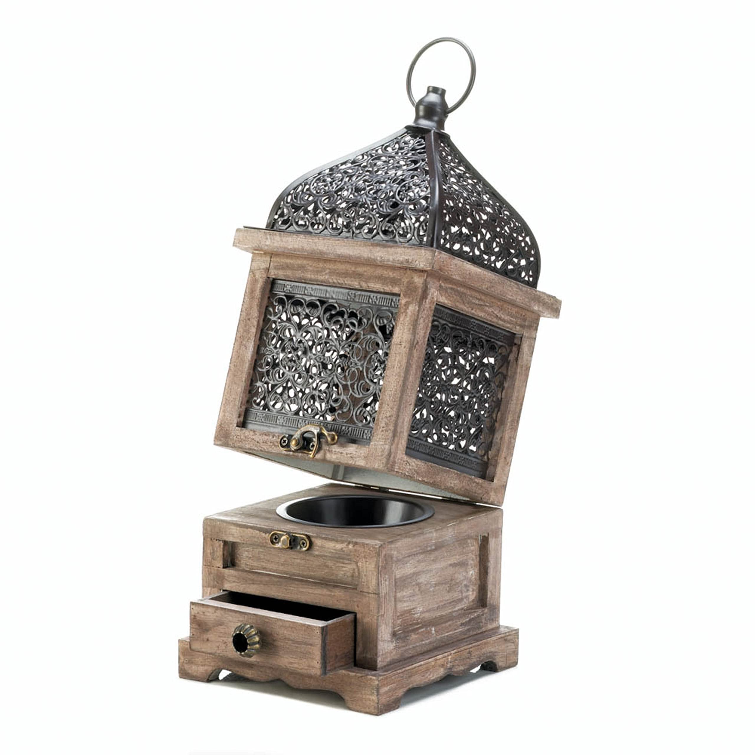 Flip-Top Wooden Candle Lantern Large