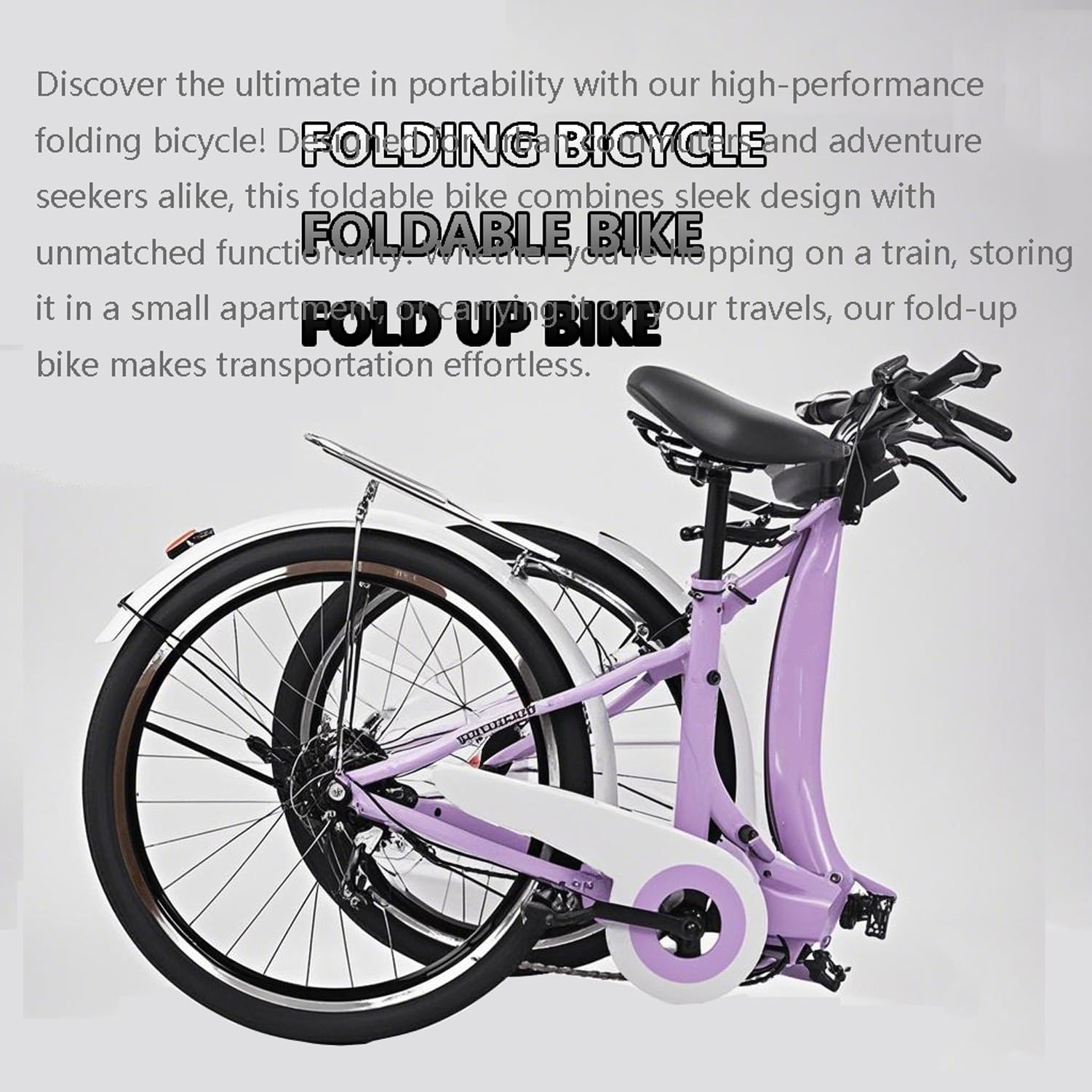 Faltrad, Leichtes Klapprad aus hochkohlenstoffreichem Stahl Höhenverstellbar, 7 Gänge, Premium Retro Mountainbike für Frauen Erwachsene Männer (Schwarz, 20 In)