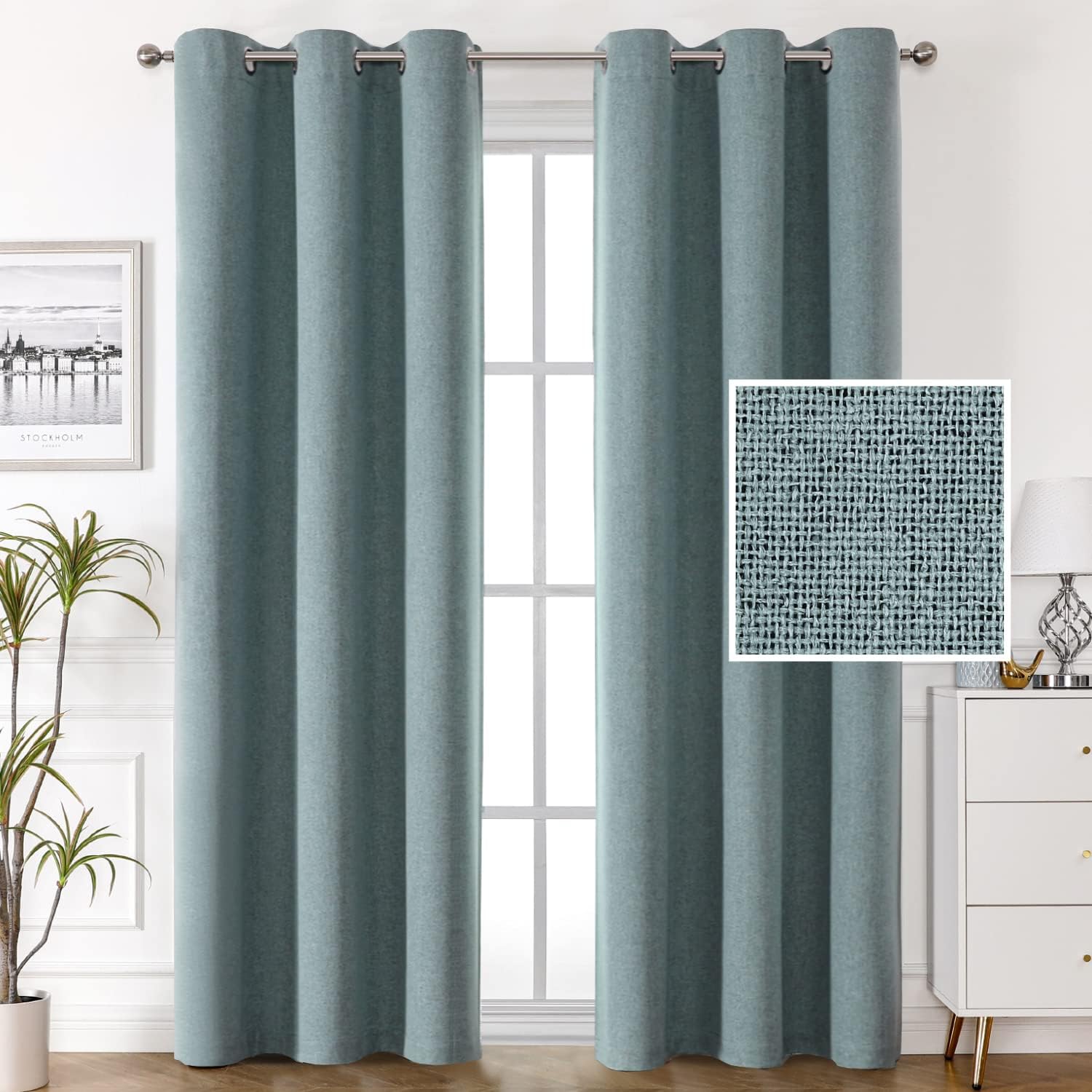 H.VERSAILTEX 100 Blackout Linen Look Curtains Thermal