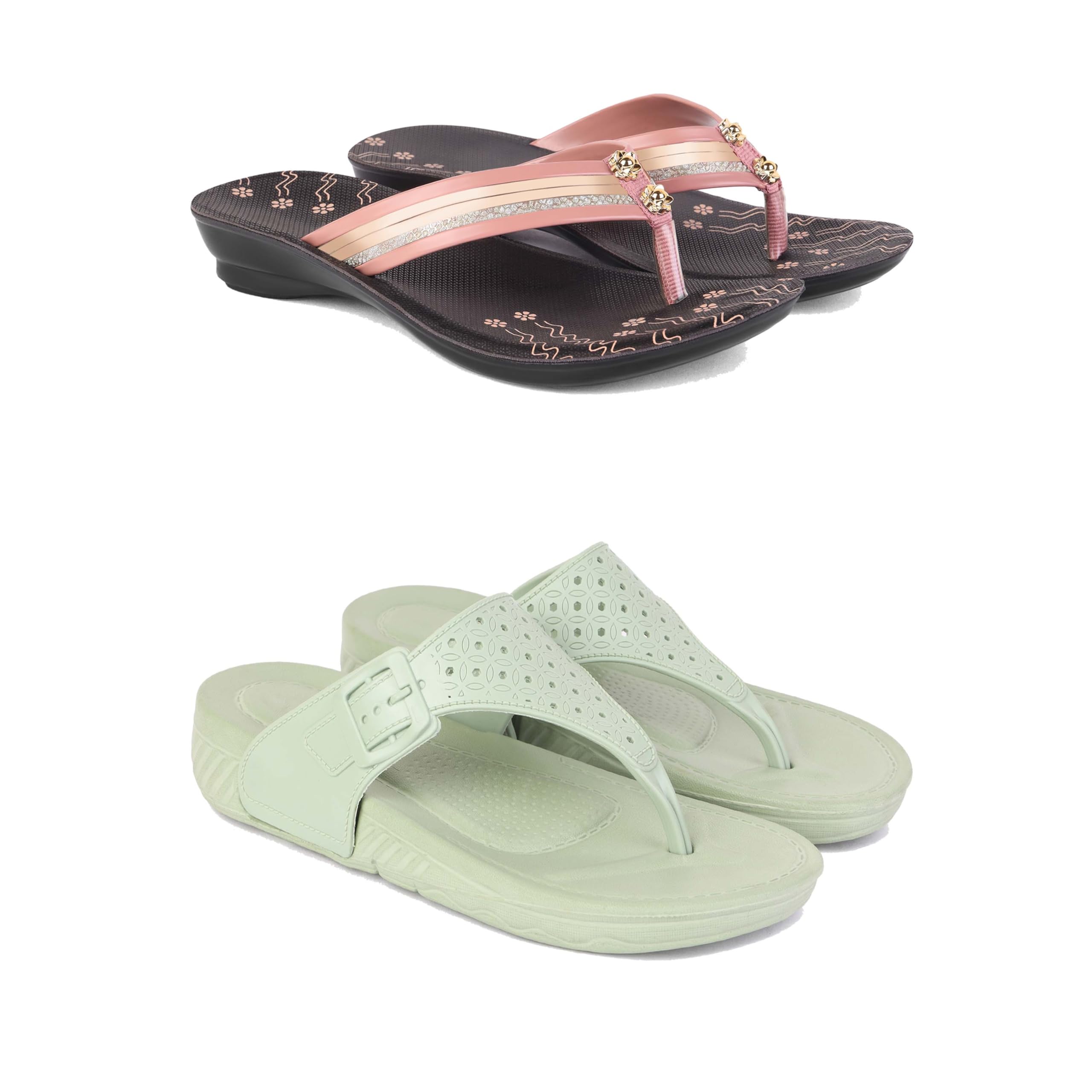 Women's Sandals | Lightweight Wear| Stylish & Easy to Wear for Women's GR-SAN-(2-Combo)-1956-1983-picture-30