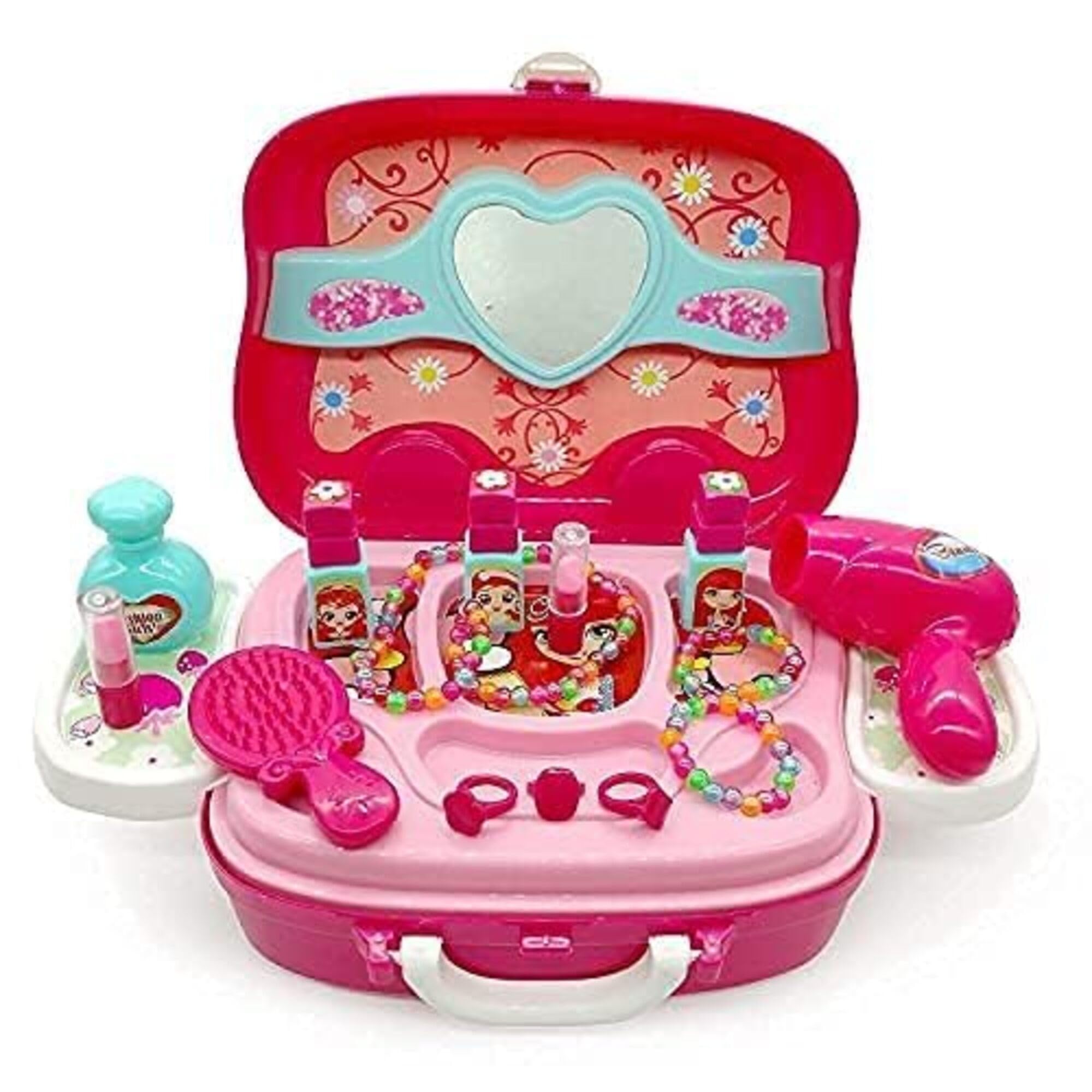SparkBucket Childrens Beauty Makeup Kit, Pretend Play Fashion setith Carrying Case, Multicolor Cosmetic toyetor Girls
