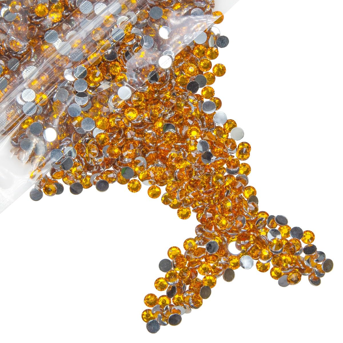 qiipii 5000PCS 4mm Orange Yellow Resin Crystal Rhinestones for Crafting SS16 Light Orange Flatback Stones Bulk Diamonds Crystals Gems Charms Supplies