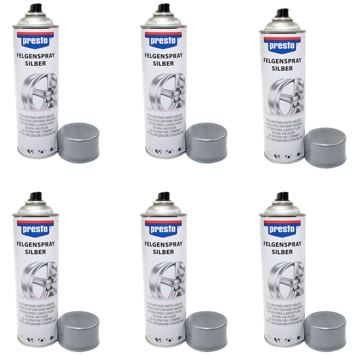 Felgenspray Silber Felgensilber Felgenlack Lackspray Presto 428924 6 X 500 ml