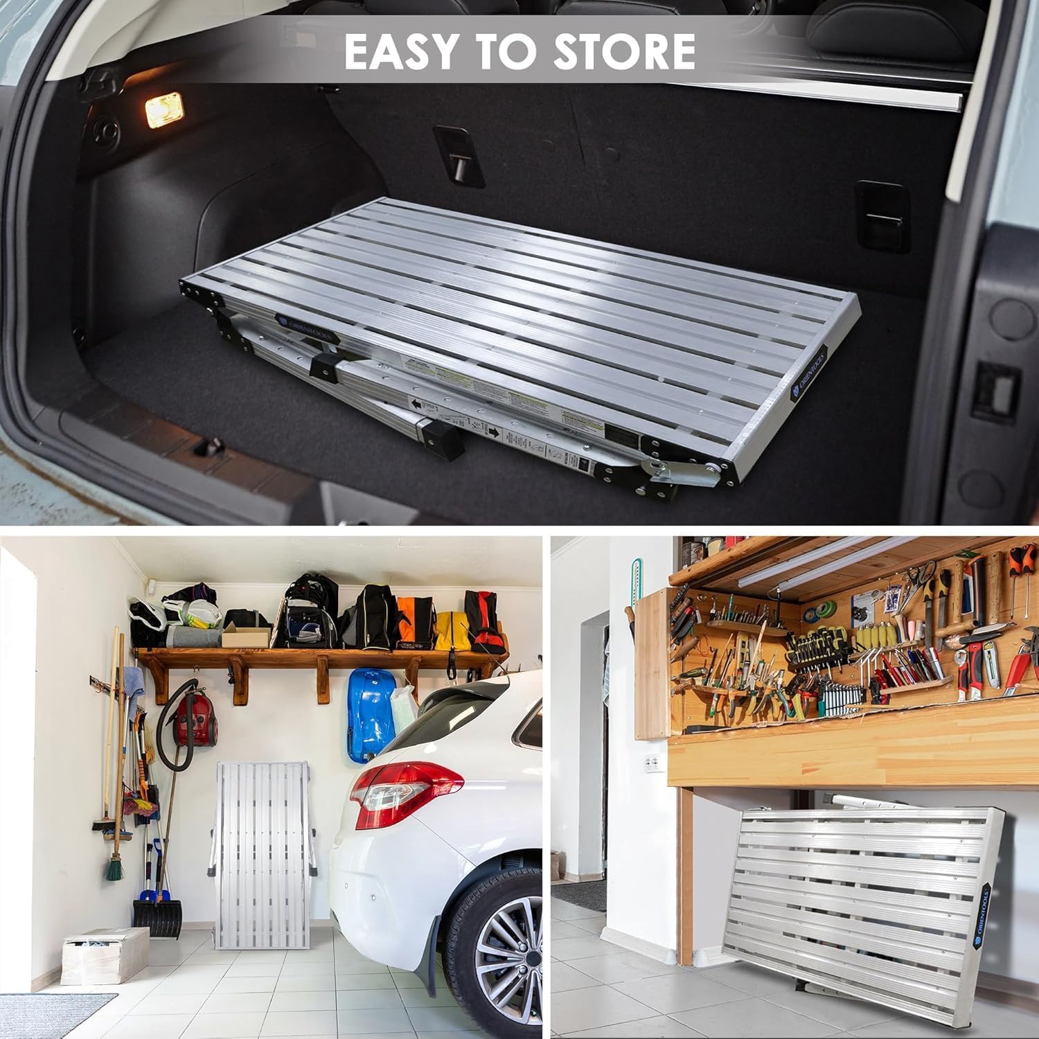 ORIENTOOLS Plataforma de trabajo ajustable (100 x 47 cm) Escalera plegable portátil de aluminio para andamios con capacidad de carga de 150 kg