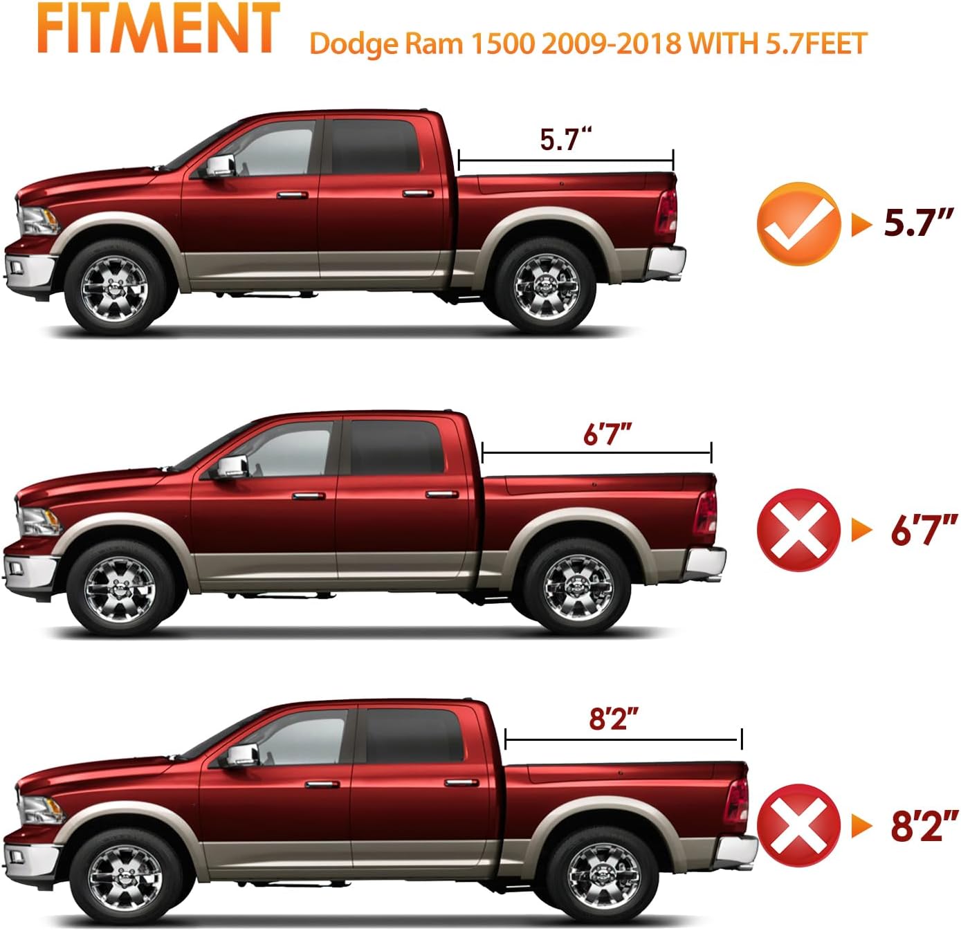 Nilight Soft Roll Up Truck Bed Tonneau Cover Compatible with Ram 1500 2009 2010 2011 2012 2013 2014 2015 2016 2017 2018,5.7ft