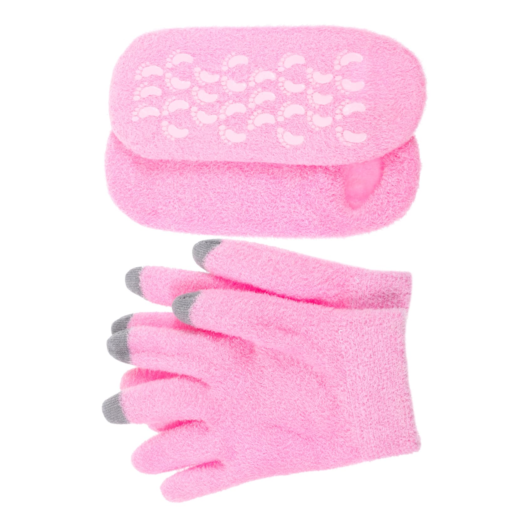 minkissy 5 juegos de guantes y pies, calcetines para mujer, guantes hidratantes, guantes hidratantes, para mujer, tela rosa, manos secas, hilo para mujer