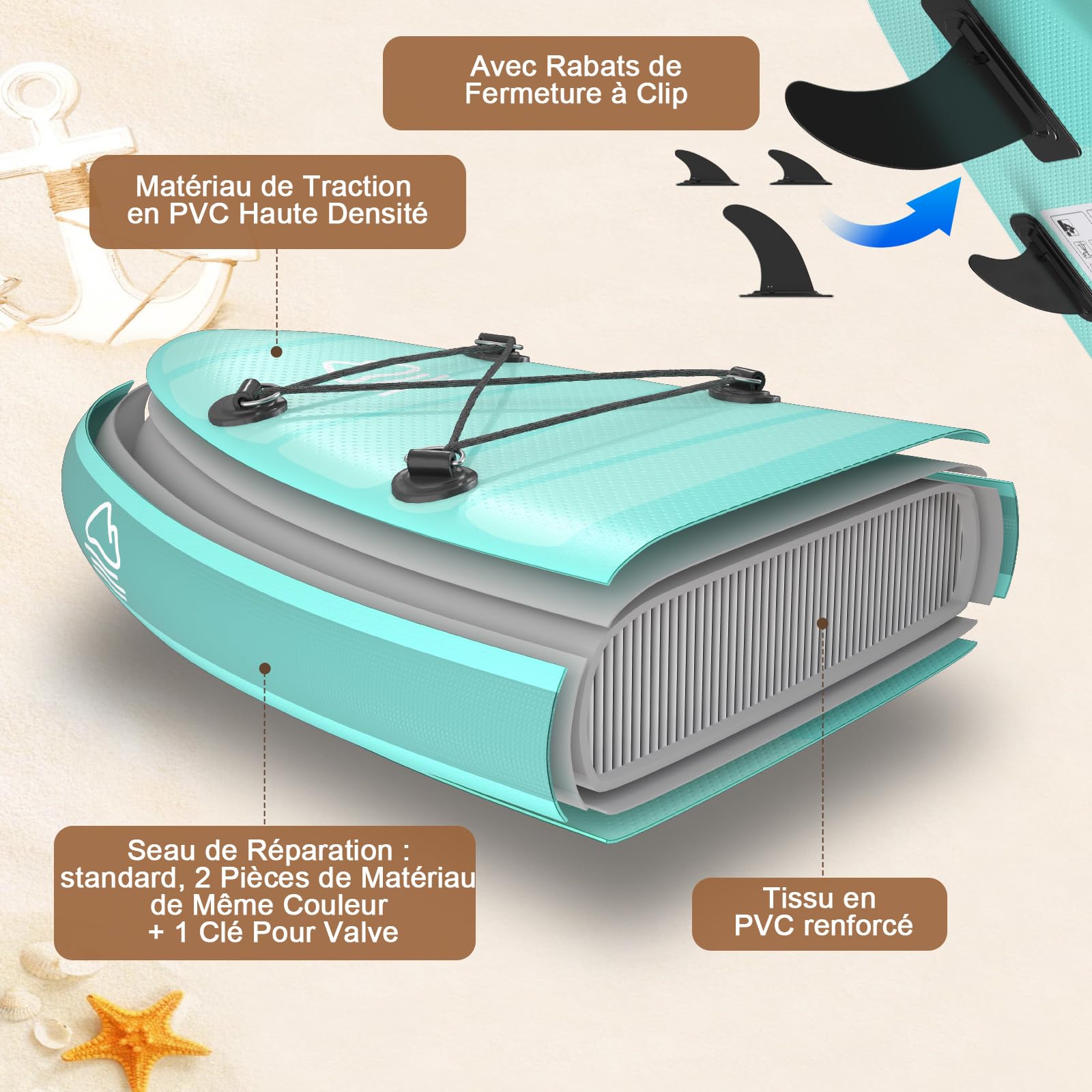 JUMMICO Stand Up Paddle Board Gonflable 320x80x15 cm 2-en-1 avec Siège Kayak, Protection Anti-Rayures, jusqu'à 160 kg