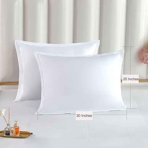 Miniatura 10 de THE COTTON & SILK Juego de 2 fundas de almohada 100 % de algodón de fibra larga de lujo, con cierre de sobre en la parte posterior, azul brumoso +