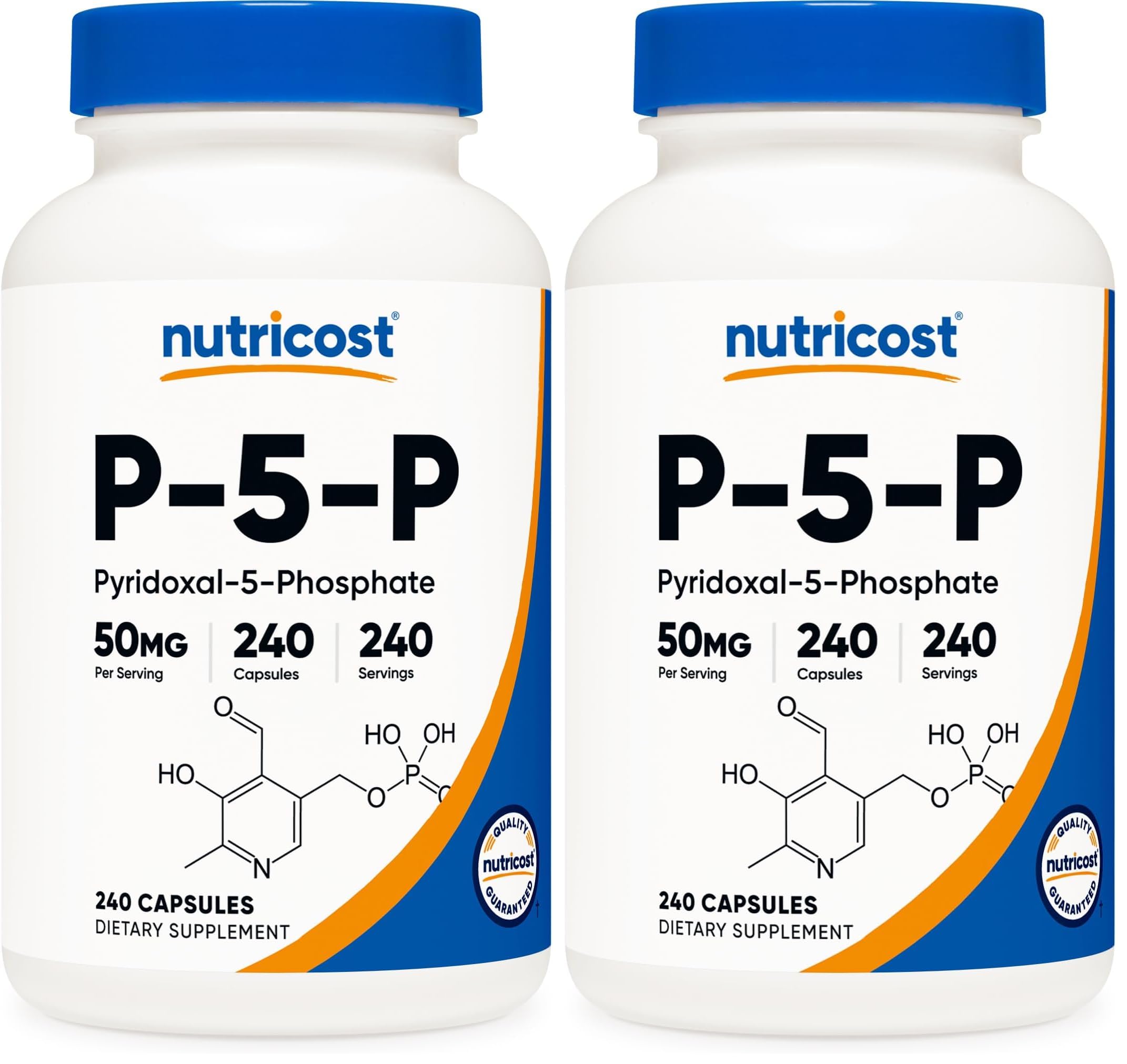 Nutricost P5P Vitamin B6 Supplement 50mg, 240 Capsules (Pyridoxal-5-Phosphate) - Vegetarian Friendly, Non-GMO, Gluten Free (Pack of 2) 240 Count (Pack of 2)