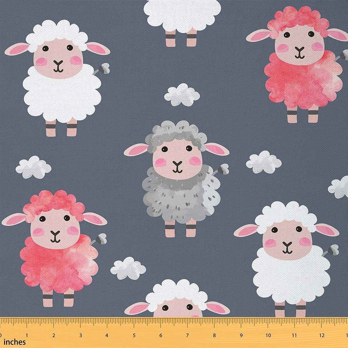 jejeloiu Buffalo Check Upholstery Fabric by The Yard, Plaid Reupholstery Fabric for Chairs,Grid Decorative Waterproof Outdoor Fabric, 2 Yards White Pink