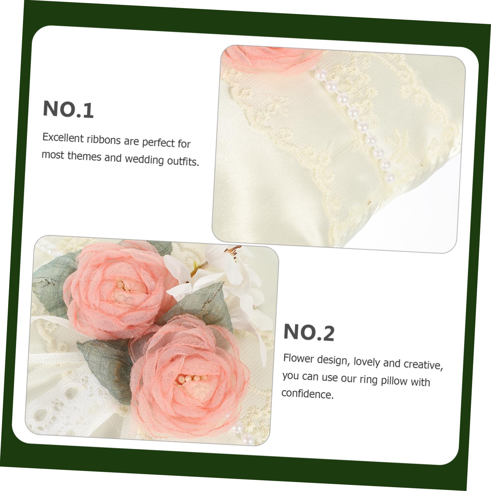 STOBAZA 5pezzi Cuscino Portafedi Elegante Per Matrimonio Bianco Con Fiori Decorativi Supporto Anello Fidanzamento Per Cerimonie Nuziali e Decorazioni Stile Romantico