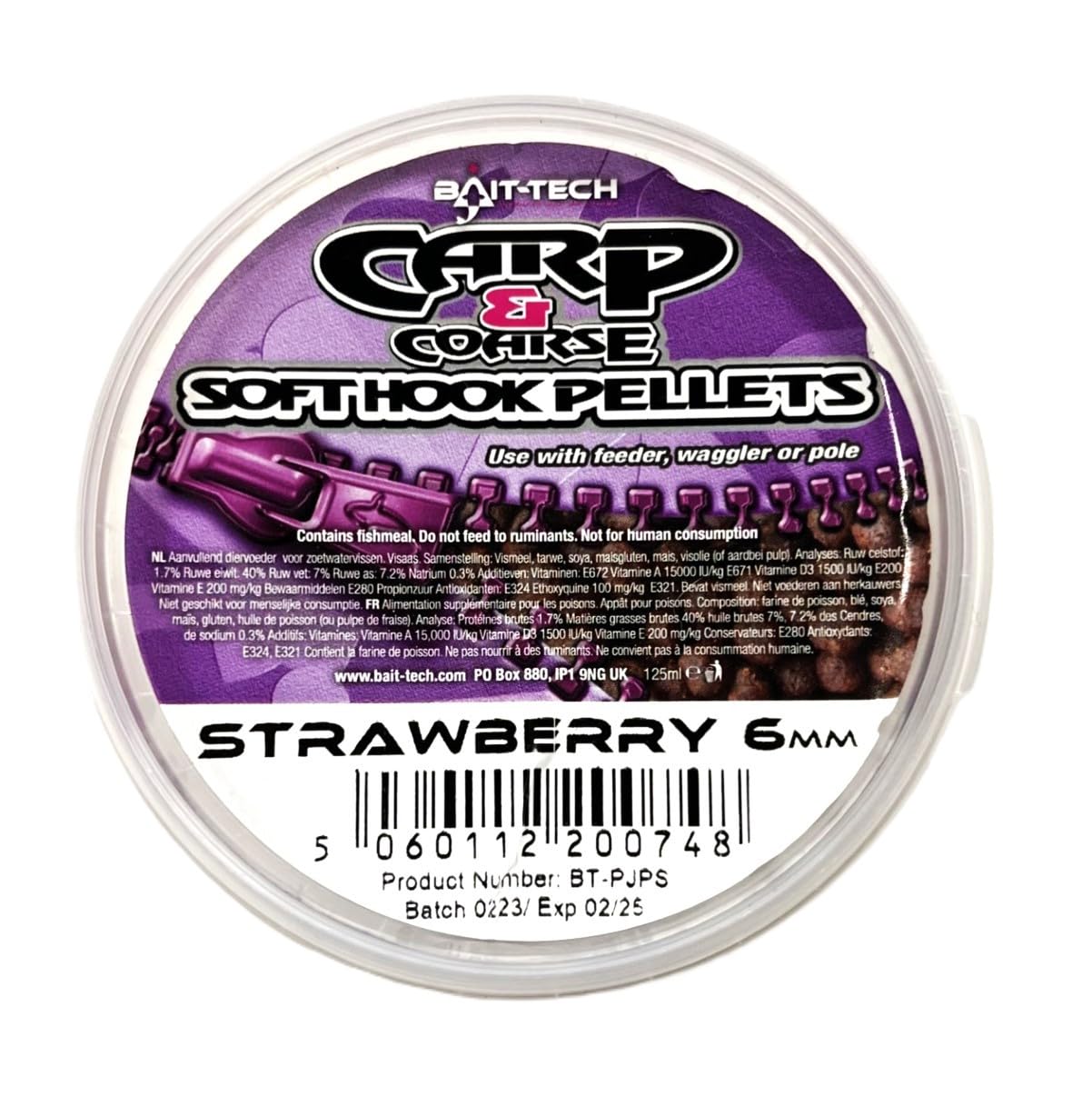 Bait-Tech Soft Hook Pellets Strawberry 6mm (90g) Fishing Bait
