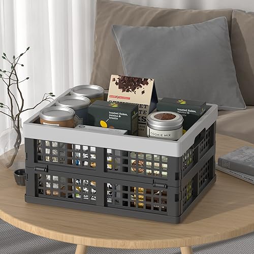 Miniatura 6 de Gainhope - Paquete de 3 cajas plegables de plástico de 15 L, cajas plegables apilables