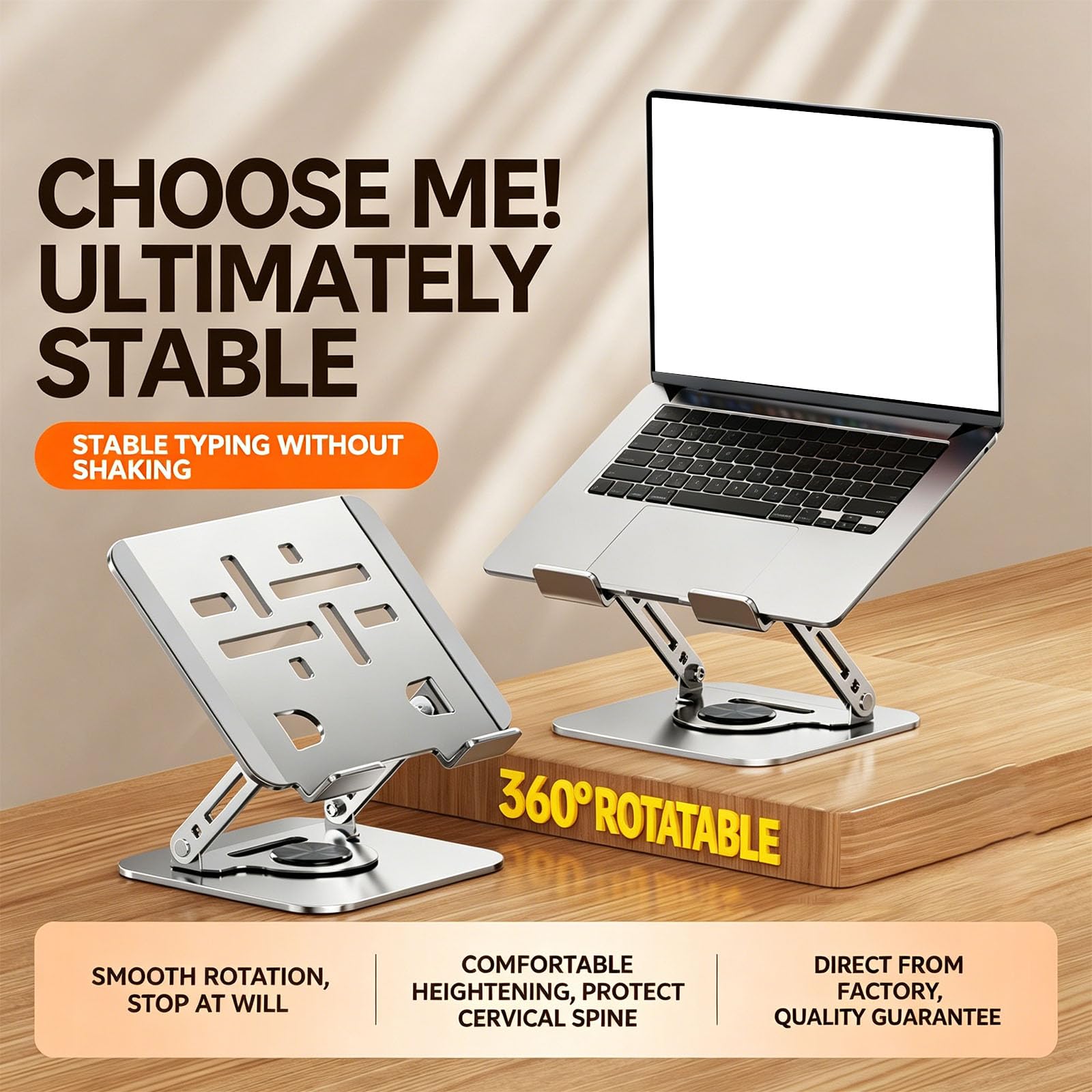 Klappbarer Laptopständer für den Schreibtisch, Silver