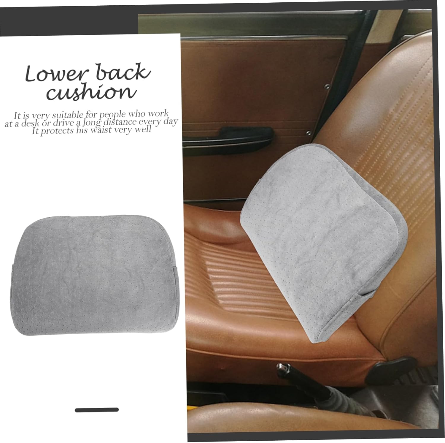 KICHOUSE Office Memory Foams Pillow Back Support Pillow Car Back Cushion for Long Sitting Soft Breathable