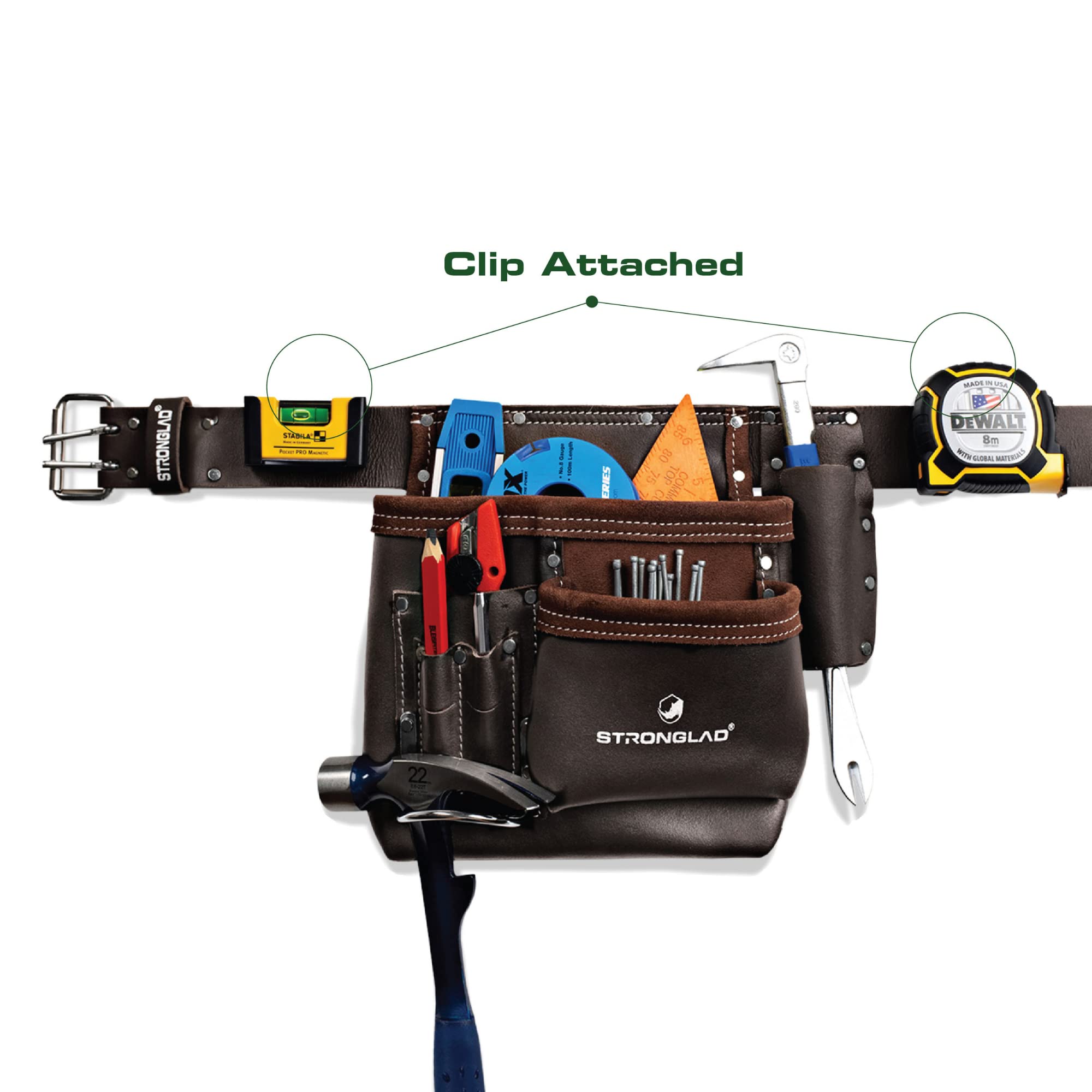 Heavy Duty Tool Pouch With Belt - 9-Pocket Electrician Utility Pouch - Waterproof & Adjustable