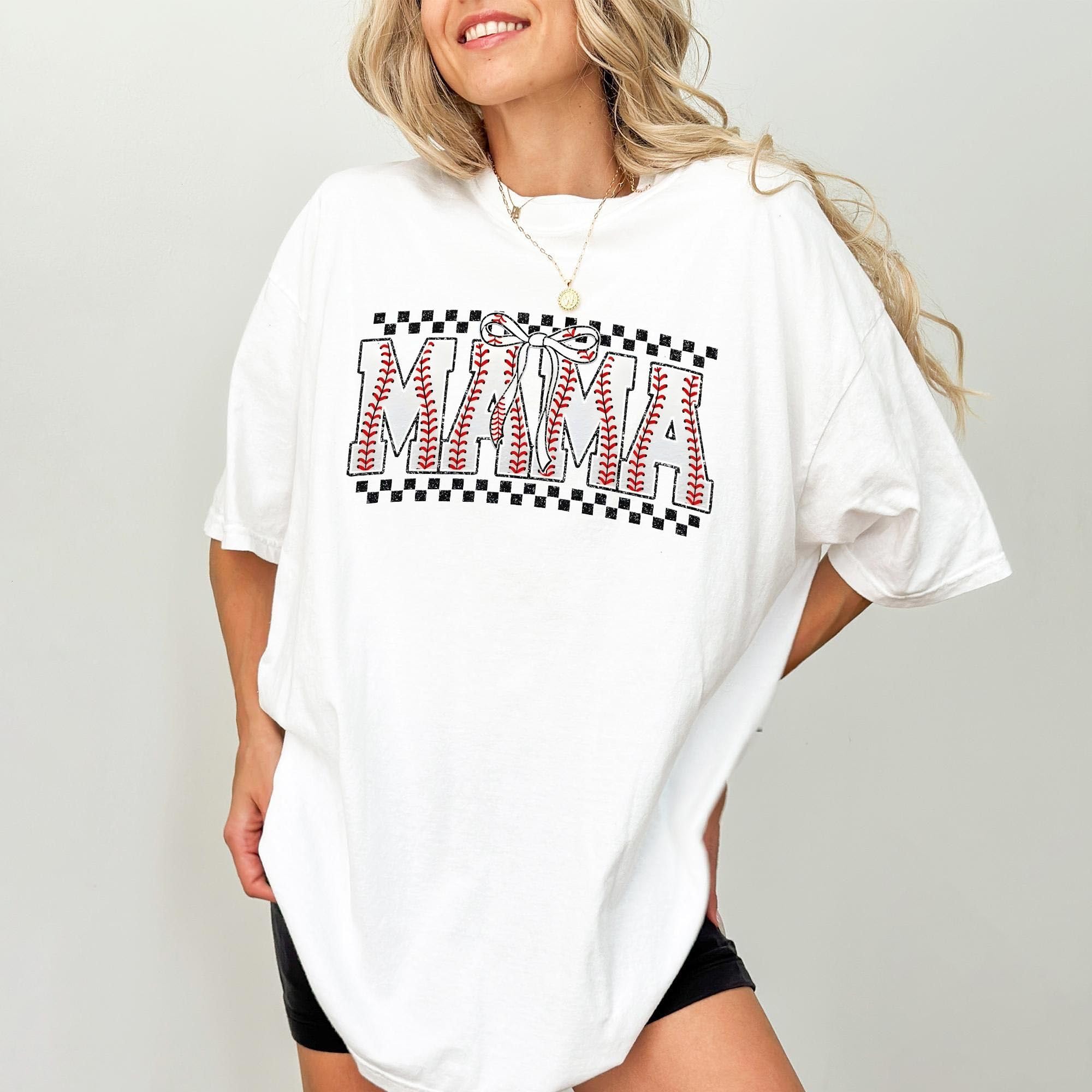 Baseball Mama Retro Checkered Shirt  &hellip;