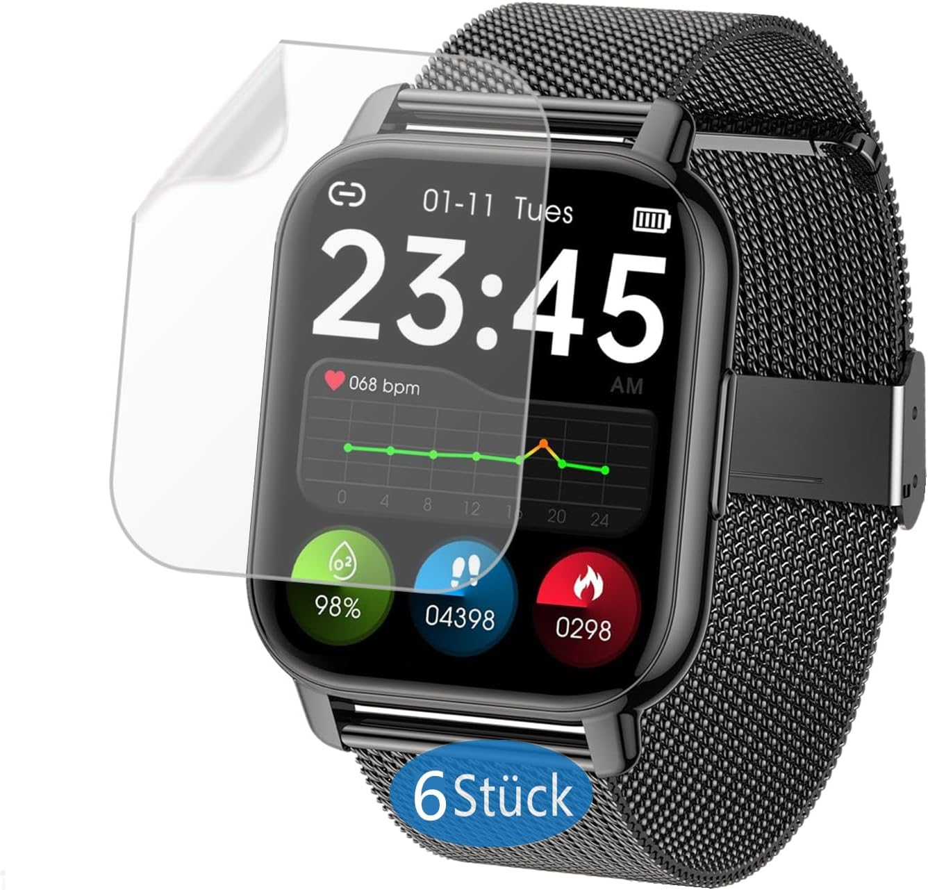 RuenTech Cinturino di ricambio compatibile con Gydom/TOOBUR Smartwatch IDW13, cinturino in silicone per Gydom IDW13 1.8/LW51 1.3, Taglia S