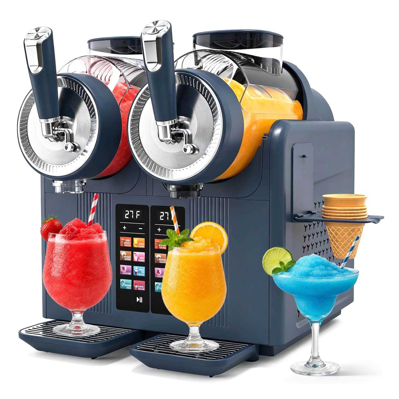 SYINTAO Dual Tank Slushie Machine for home,135oz Soft Serve Ice Cream Maker