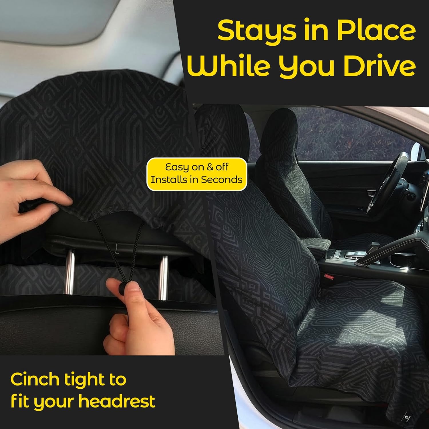 Car Seat Towel Cover - Sweat Absorbing Microfiber Towel for Car Seat After Gym, Workout & Beach - Washable Seat Protector, Universal Fit for Cars, Trucks, SUVs - Geometric