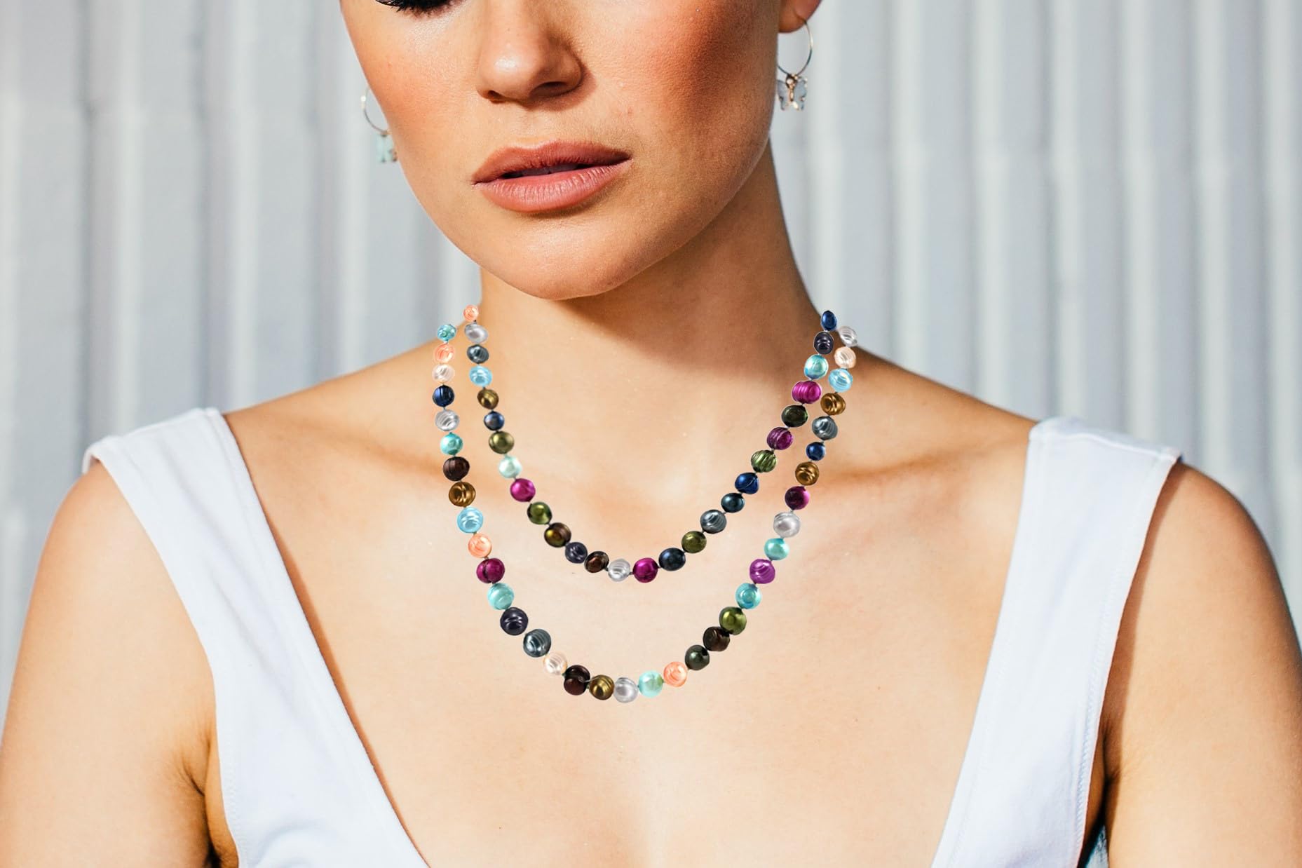 Savlano 7-8MM Cultured Freshwater Baroque Natural Pearl Bead Necklace- 36”-inch Long Single Strand Pearl Necklace, For Women Comes with Gift Box