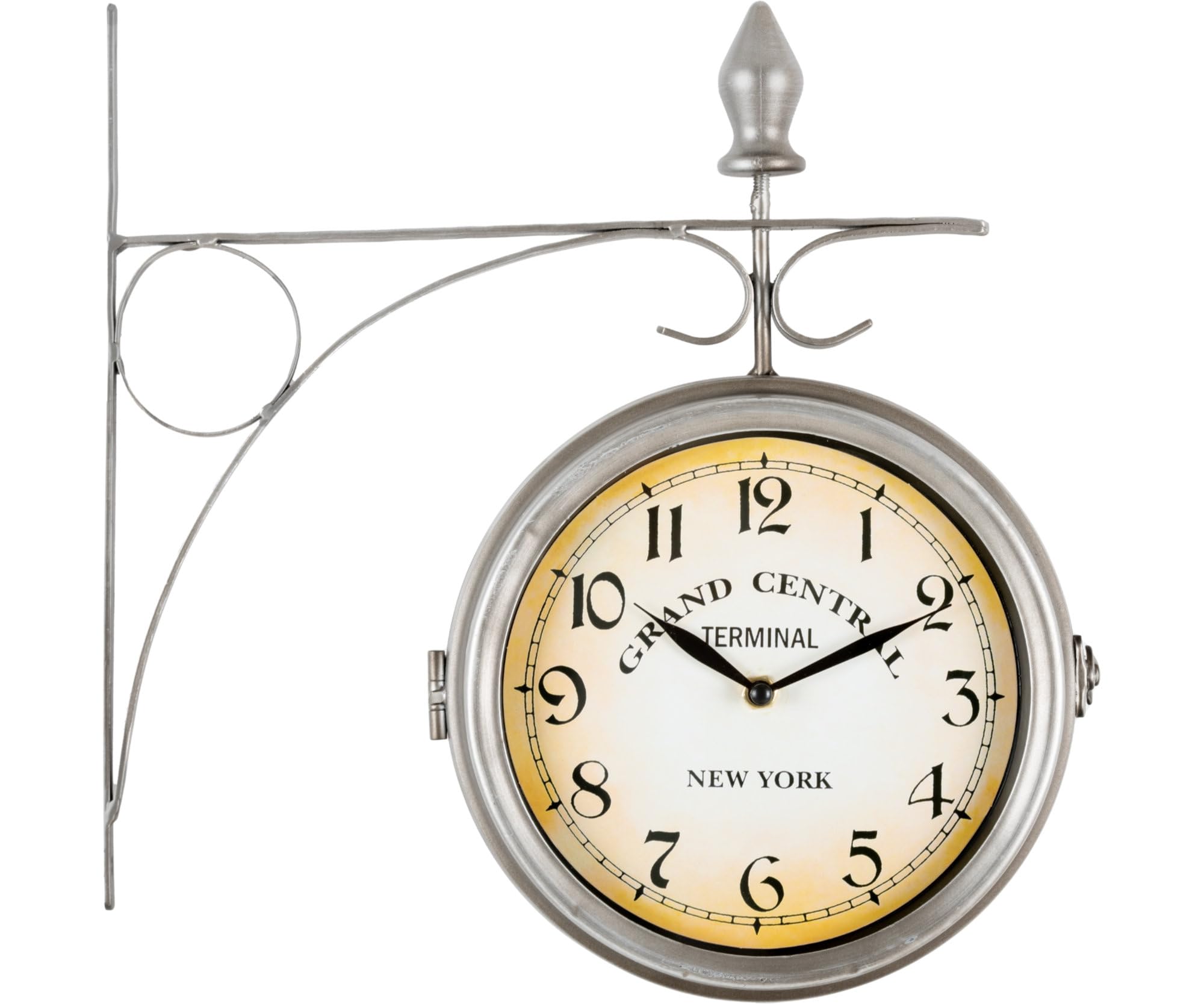 Horloge de gare Stagecaptain BHU-3334 SR vintage double face argent de 20 cm