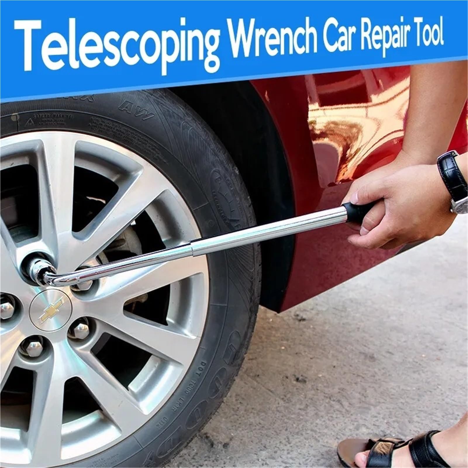 Teleskop-Radmutternschlüssel Mit Stecknüssen, 17/19 Mm Und 21/23 Mm, Verstellbares Radmutternwerkzeug For Die Fahrzeugwartung