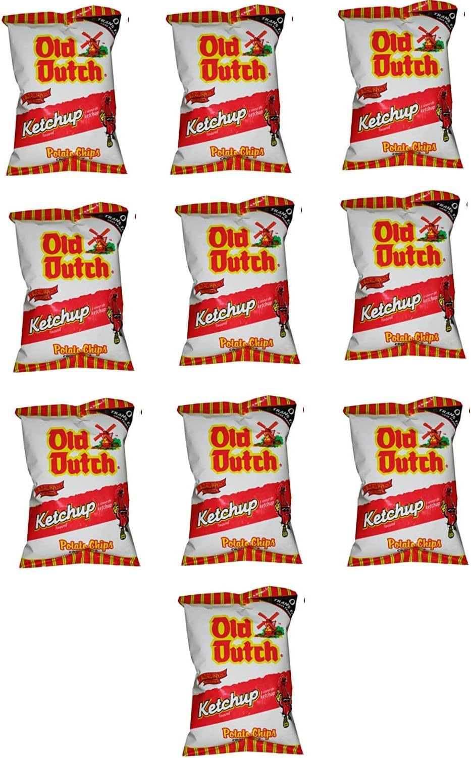 10 Bags of Old Dutch Ketchup Chips (10 x 40G) Bundle {Imported from Canada}