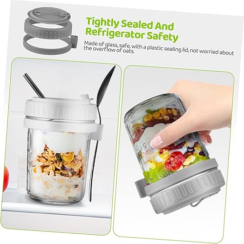 Miniatura 5 de Luxshiny Tarros de preparación de comidas, recipientes de yogur con tapa de cuchara, popote y bolsa de transporte, contenedor de almacenamiento de