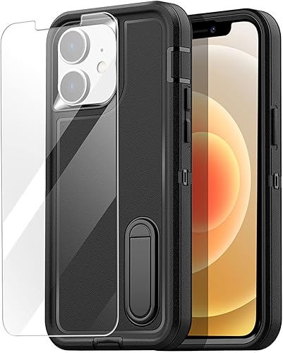 Miniatura 8 de Defense - Funda para iPhone 12 y iPhone 12 Pro con dos protectores de pantalla de vidrio templado, 3 capas, resistentes, resistentes para iPhone
