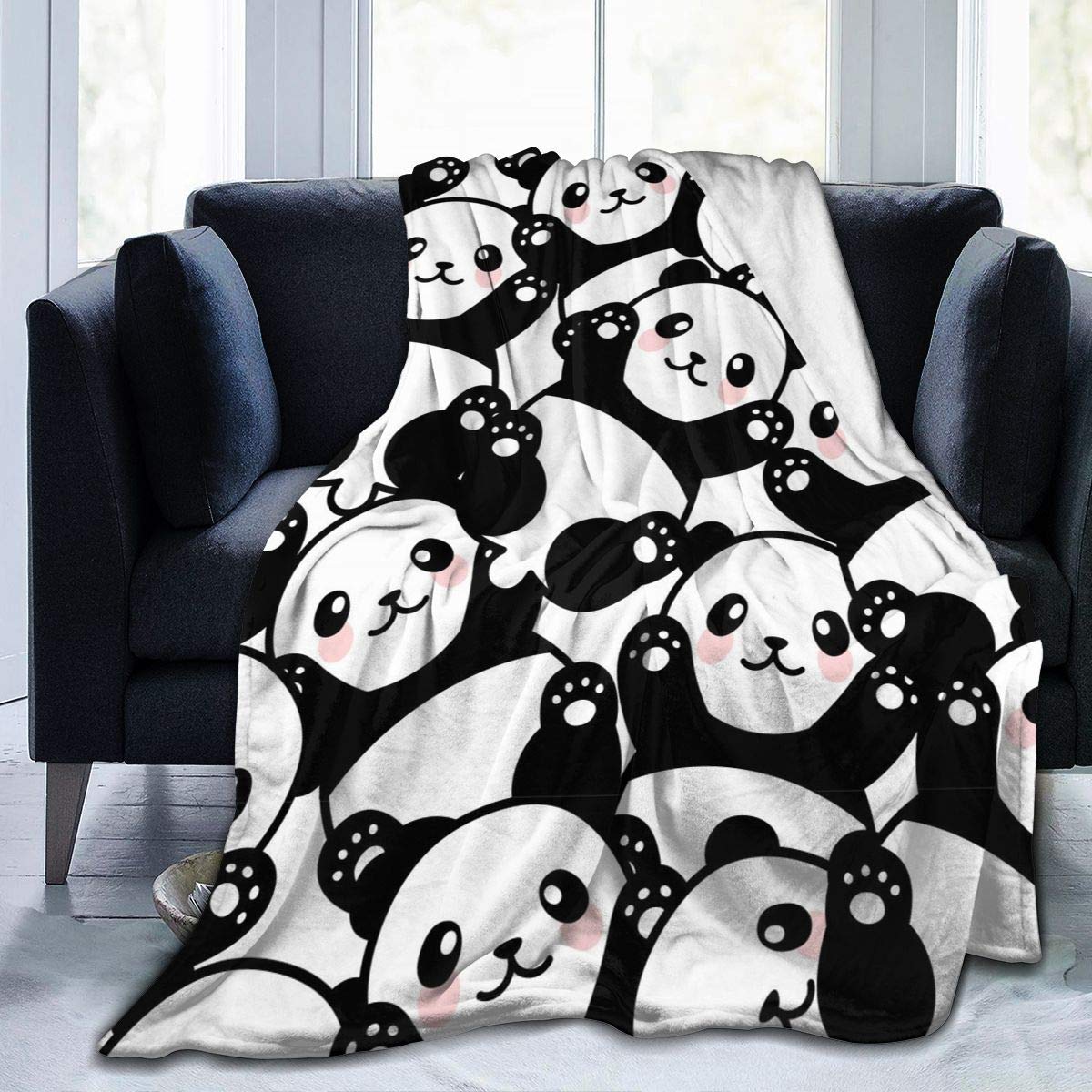 Delerain Panda Soft Throw Blanket 40"x50" Lightweight Flannel Fleece Blanket for Couch Bed Sofa Travelling Camping for Kids Adults