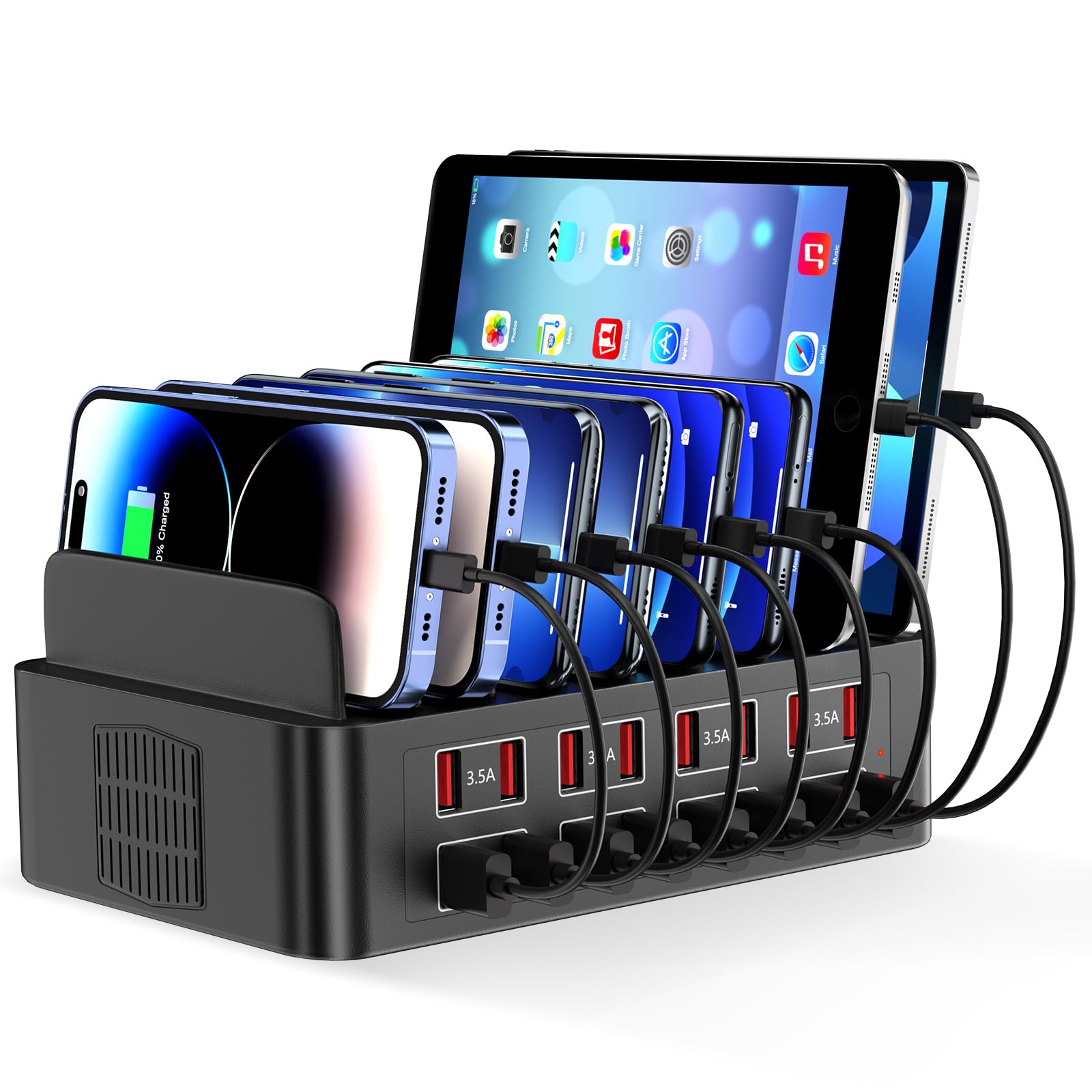 USB Charging Station, 150W(35A) 16 Port Charging Station for Multiple Devices, Multiple USB Charger Station, Desktop USB Rapid Charger Hub for Schools, Hotels, Shops, and Travel