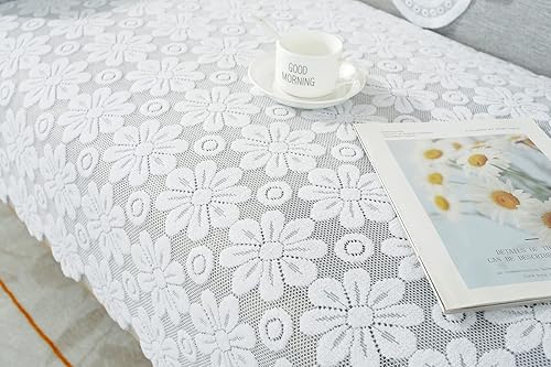 Miniatura 6 de vctops Fundas de encaje blanco para reposabrazos de respaldo, fundas para sillón bordado para perros, gatos, sofá biplaza reclinable, en forma de L