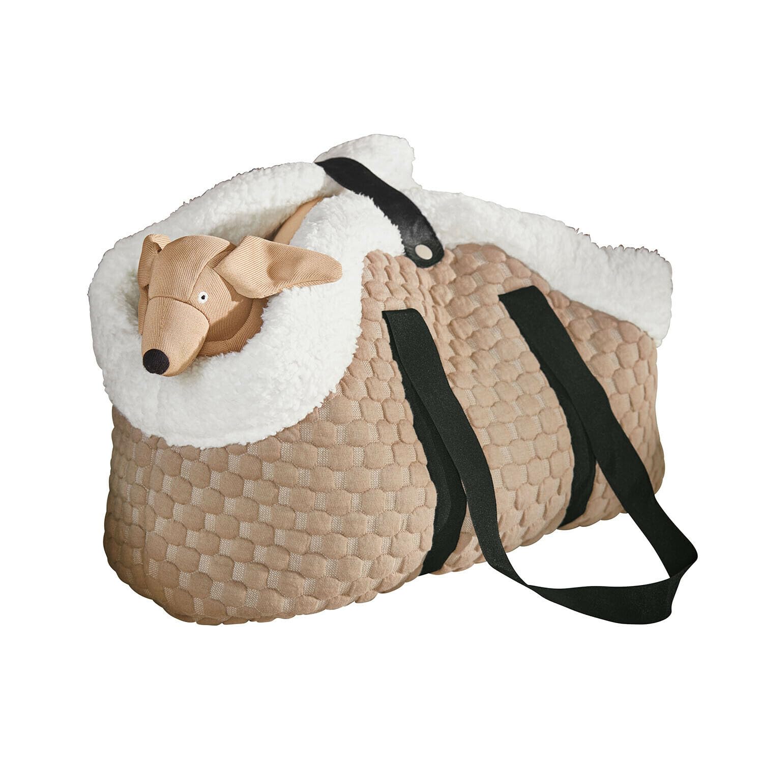 Loberon Brisette Borsa per Animali Domestici - Soffice e Morbido all'Interno - Linee rette, Marrone/Crema