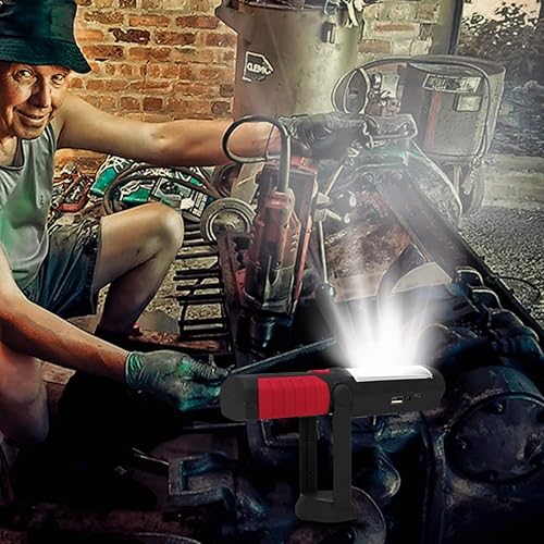 Miniatura 6 de HEDAQI Luz de trabajo recargable, linterna magnética LED portátil multiusos con gancho para colgar, linterna de trabajo impermeable para reparación