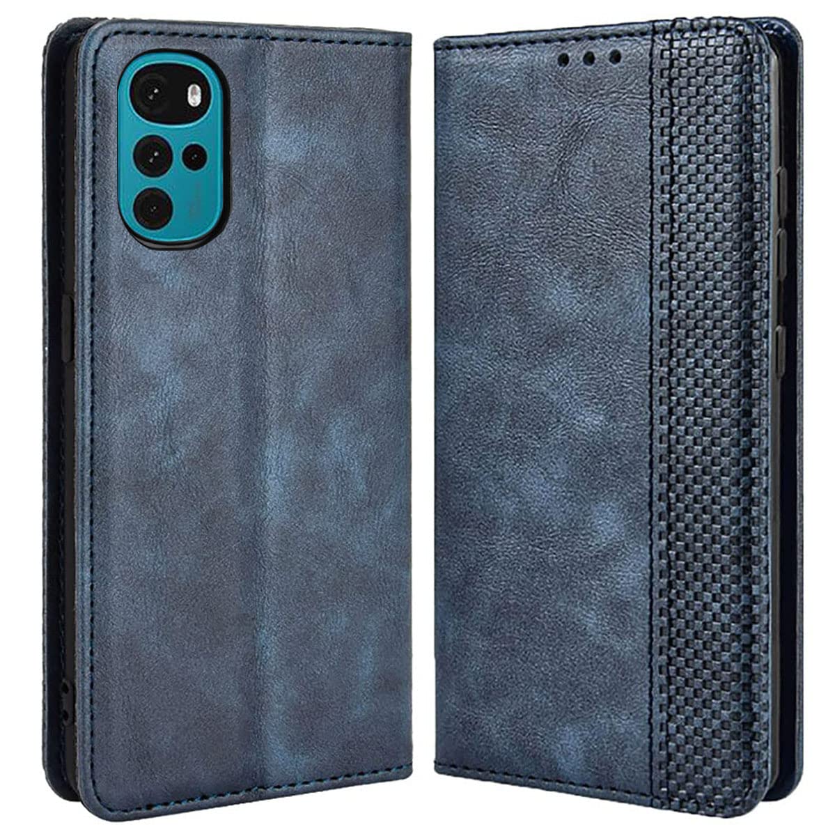 SRISHP Cover per Moto G22, Flip Custodia Portafoglio Caso Libro Pelle PU e TPU Silicone Antiurto Cover per Moto G22, Blu