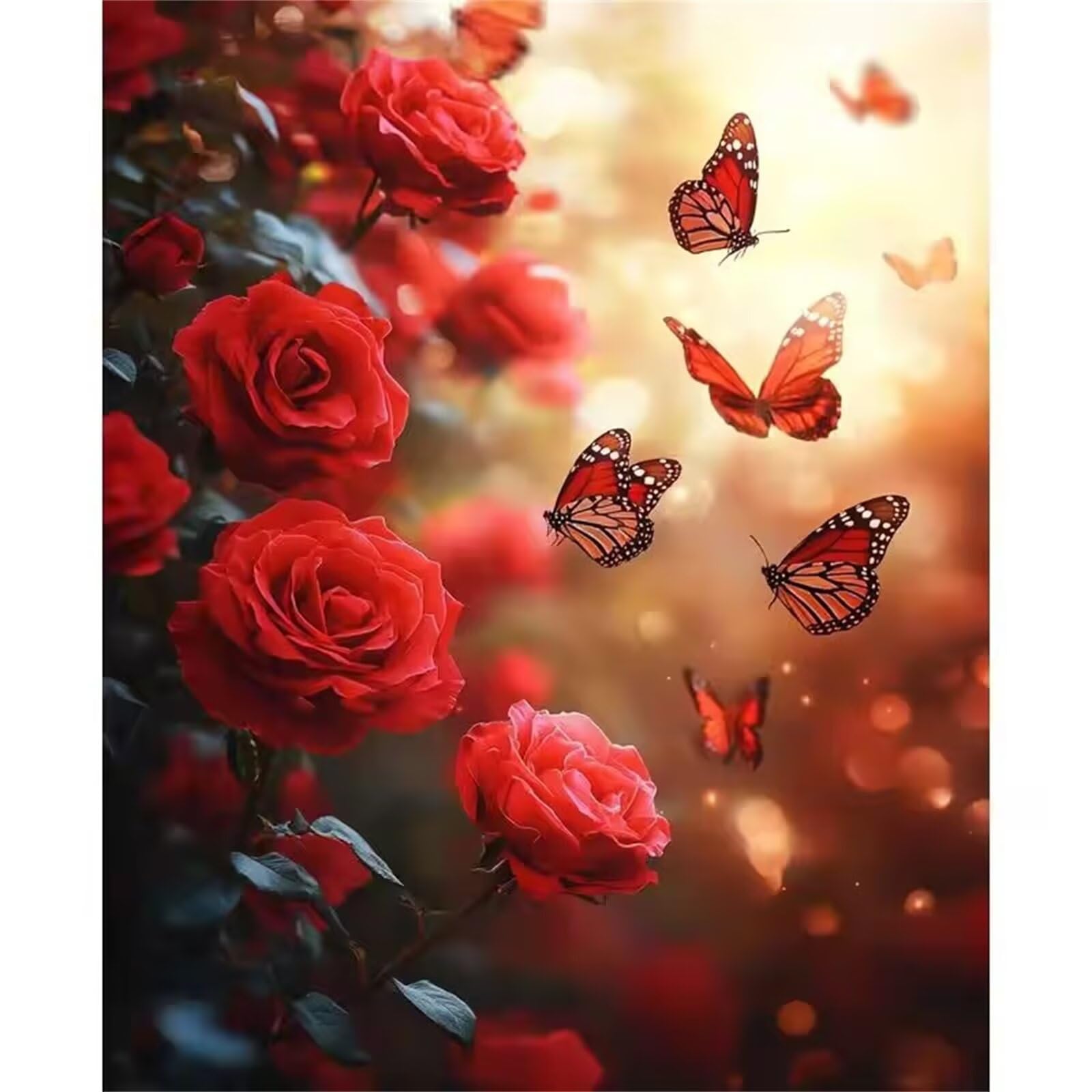 Motyl z czerwonych róż Puzzle 1000 sztuk,Puzzle DIY dla dorosłych,Klasyczna Puzzle dla Dorosłych Kreatywna Rozrywka, Wyzwanie Gry