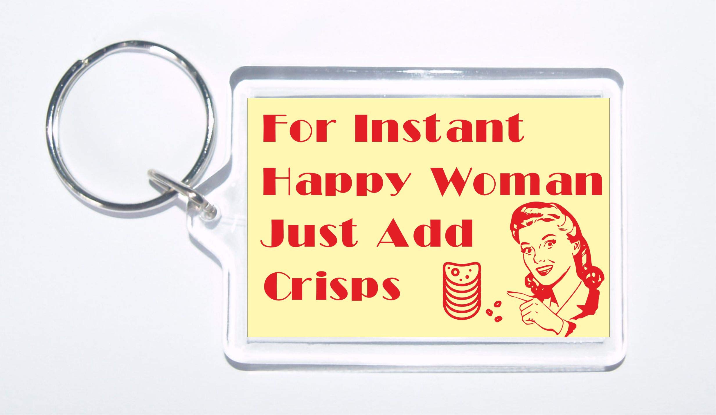 Clare's Cosmetics For Instant Happy Woman Just Add Crisps - Novelty Keyring - Fun Crisp Lover Gift