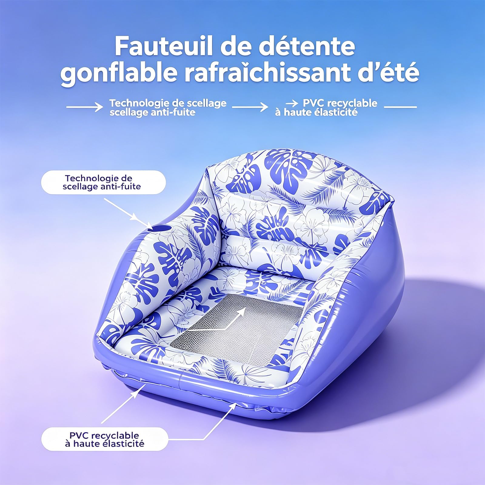 Fauteuil Flottant pour Piscine, Fauteuil Piscine Gonflable, Le Fauteuil Flottant Premium 4 en 1,Matelas et Fauteuil Flottant pour Adultes, Plage et Vacan