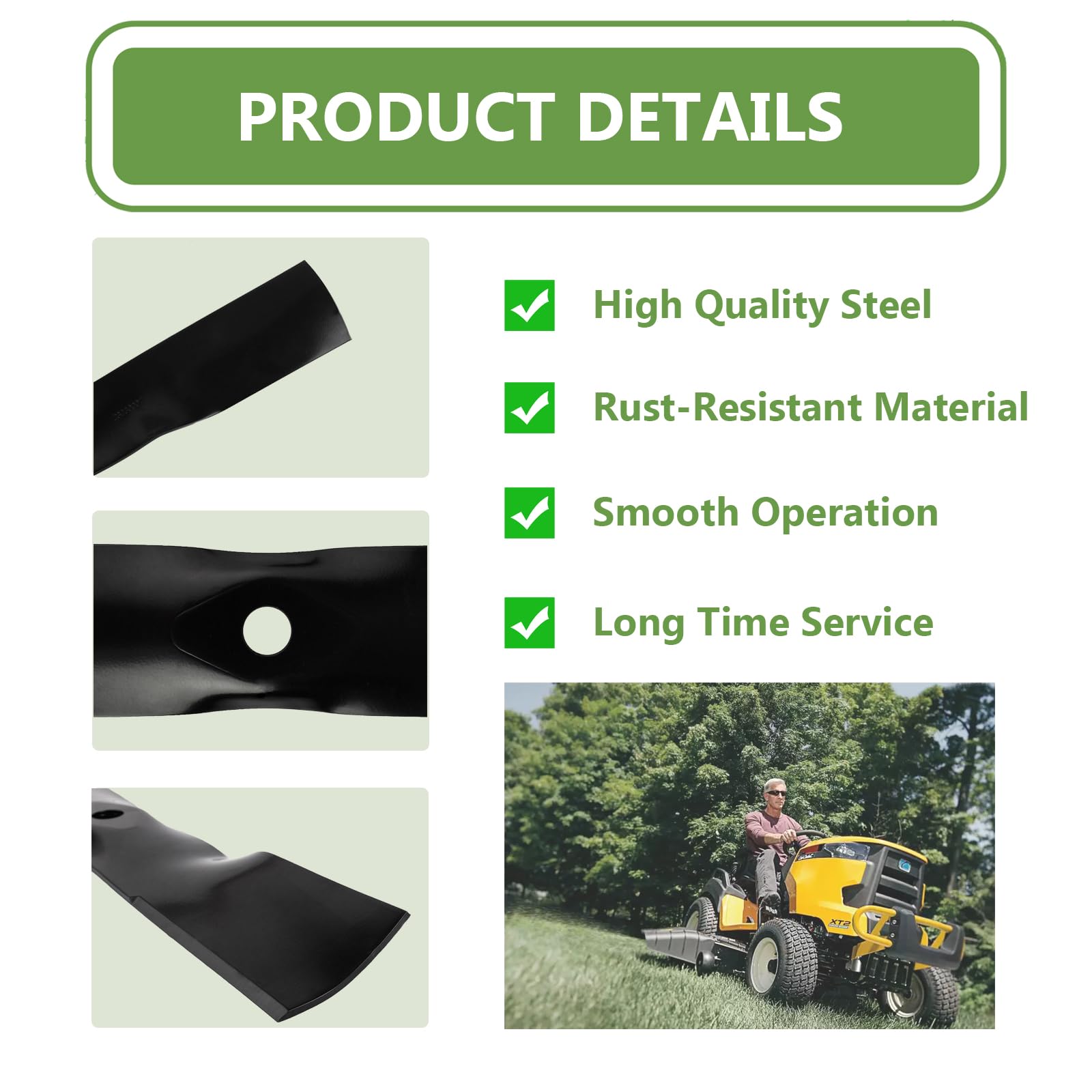 Lame per tosaerba UC22008, ricambio John Deere M170642, compatibili con tosaerba X330, X350, X354, X370, Z335E, Z335M, Z345R, per tosaerba da 106,7 cm, 2 pezzi