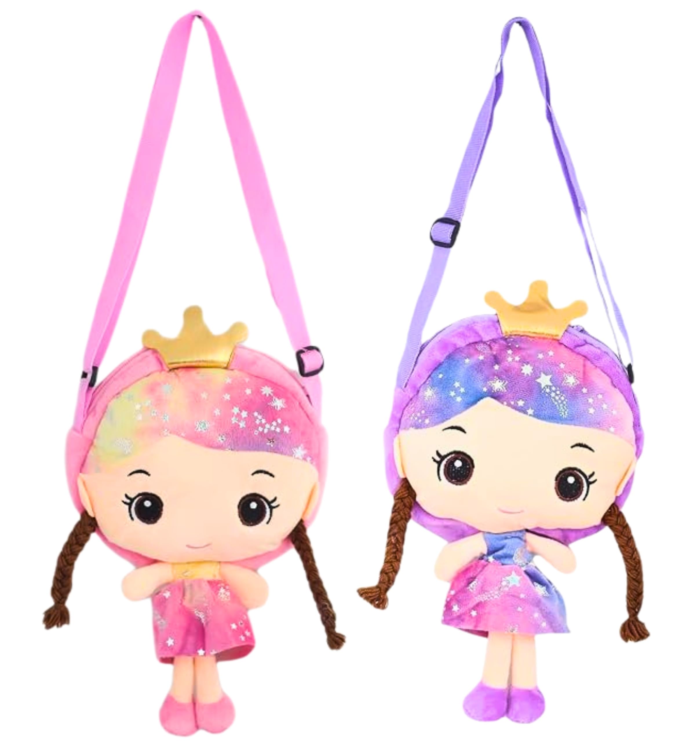 Pack of 2 Doll Sling Bags for Girls (Pink & Purple, 15 x 18 cm)-image-28