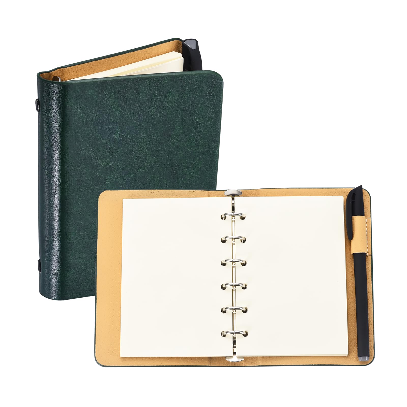 Carpeta de 6 anillas A7 organizador personal de cuero con papel recargable PATIKIL 8